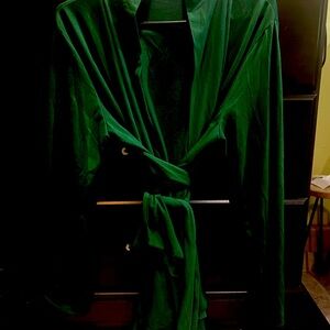 Acevog Green Wrap-Style Robe with Shawl Collar